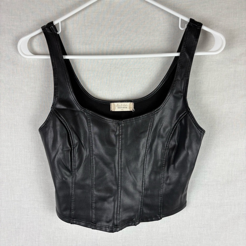 Altar'd State Women's Faux Leather Black Corset Tank Top Size XS